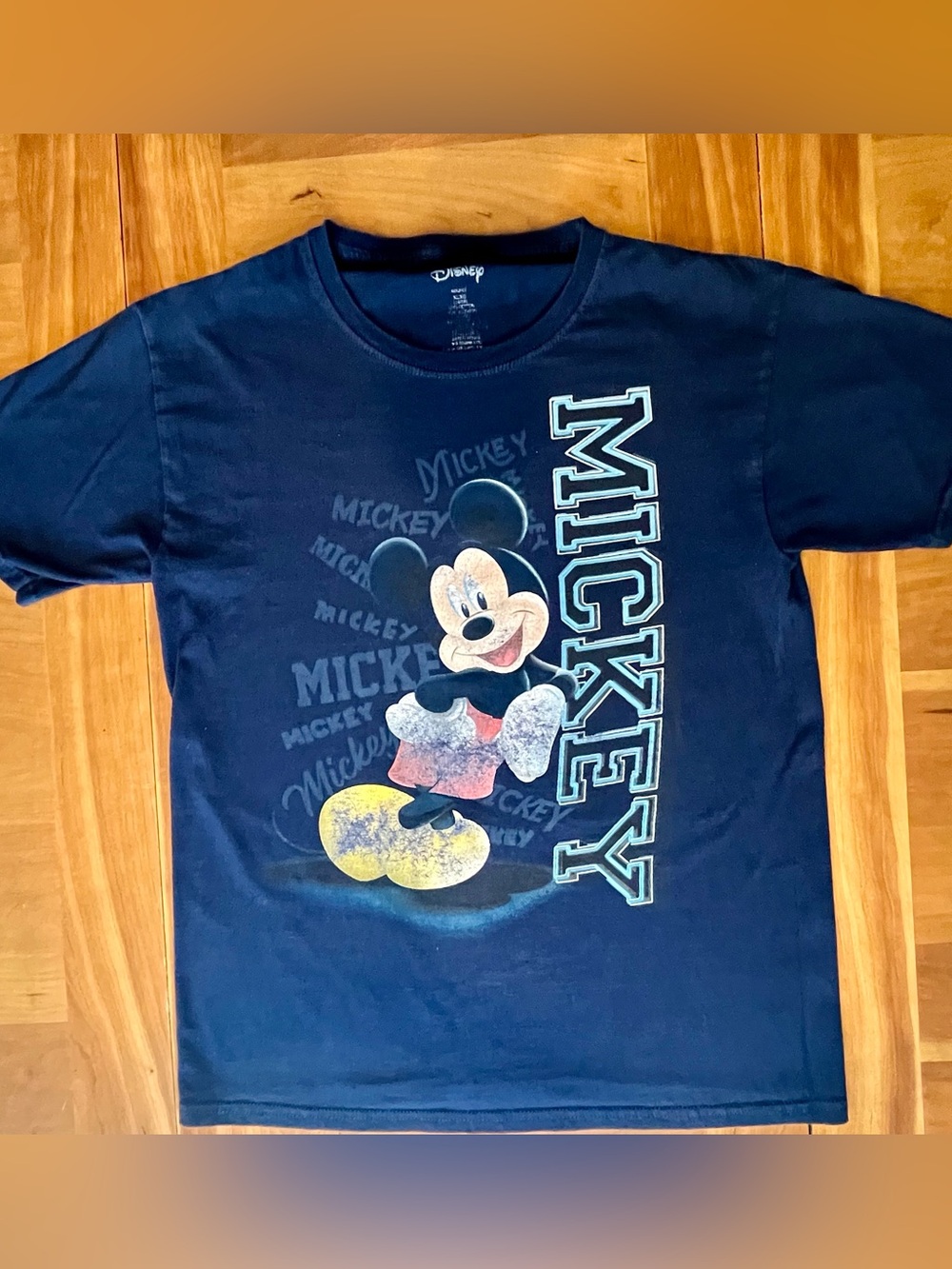 Disney Mickey Mouse Navy Blue Graphic T-Shirt Kids Youth XL 14/16 Unisex